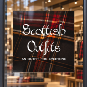 Scottish Outfits supplied tartan logo on glass — concept mockup
