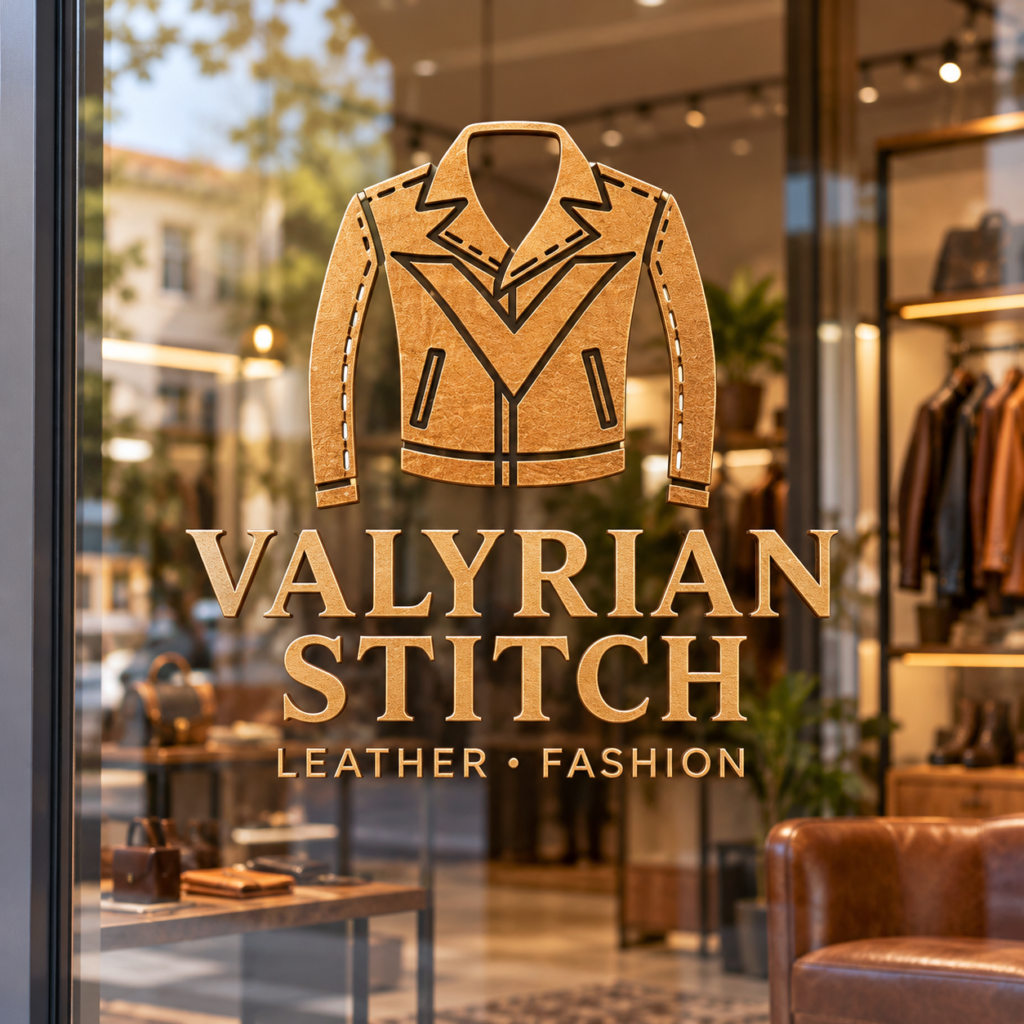 Valyrian Stitch logo on glass — concept mockup