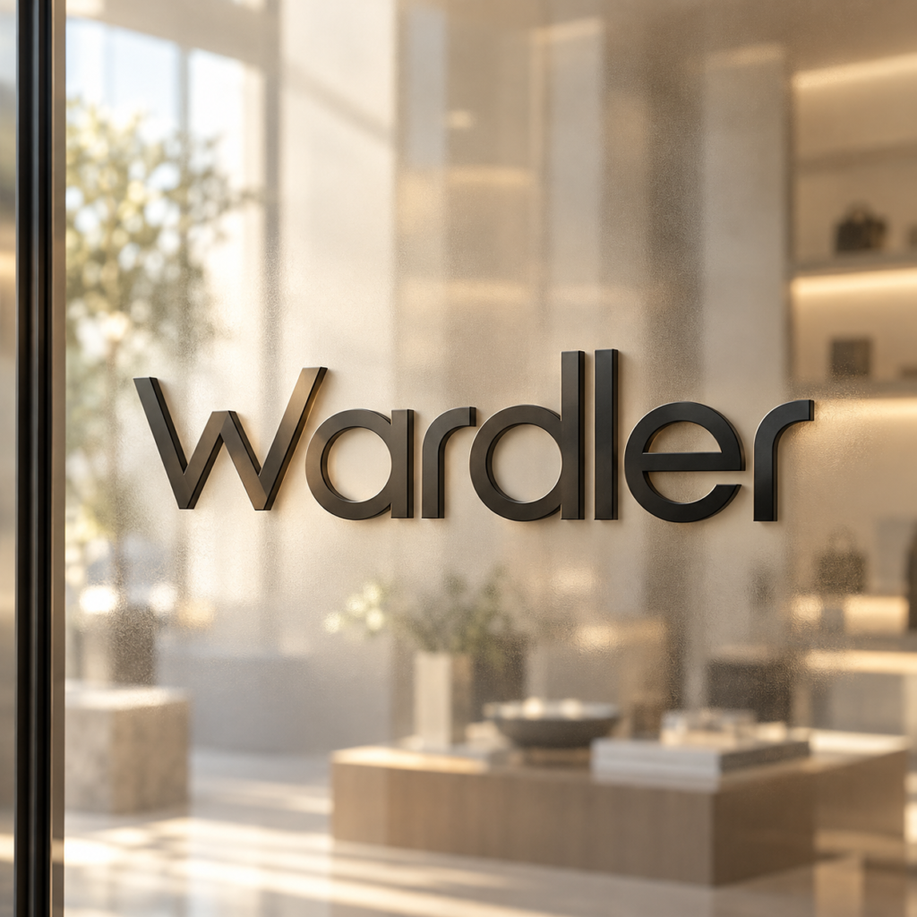 Wardler logo on glass — concept mockup