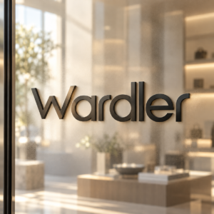 Wardler logo on glass — concept mockup